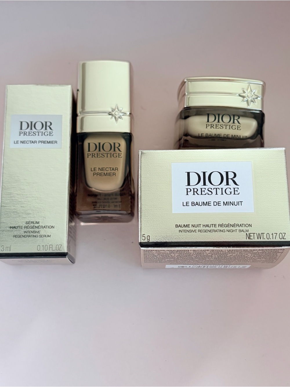 Dior Prestige Skincare Set —LE NECTAR PREMIER SERUM AND LE BAUME DE NUIT CREAM.